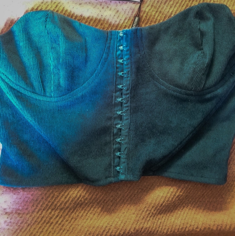 New blue crop corset